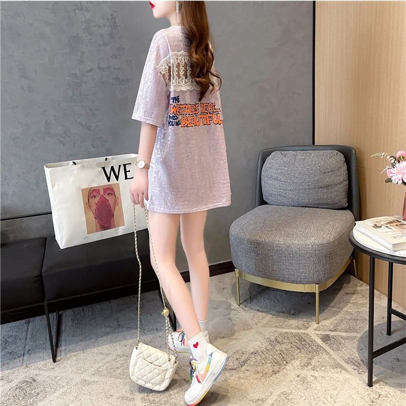 好感度満載 切り替え 美感いっぱい プリント Tシャツ カットソー＜S-3548＞