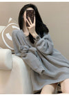 気質満点ぬいぐるみ付きグレーゆったりニットセーター＜S-4659＞