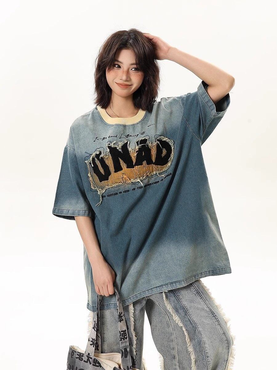 話題沸騰中 絶対流行 売れ筋 早い者勝ち カジュアル デニム 2色選択 Tシャツ<S-11179>
