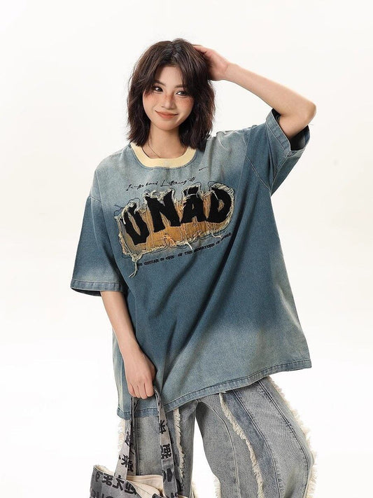 話題沸騰中 絶対流行 売れ筋 早い者勝ち カジュアル デニム 2色選択 Tシャツ<S-11179>