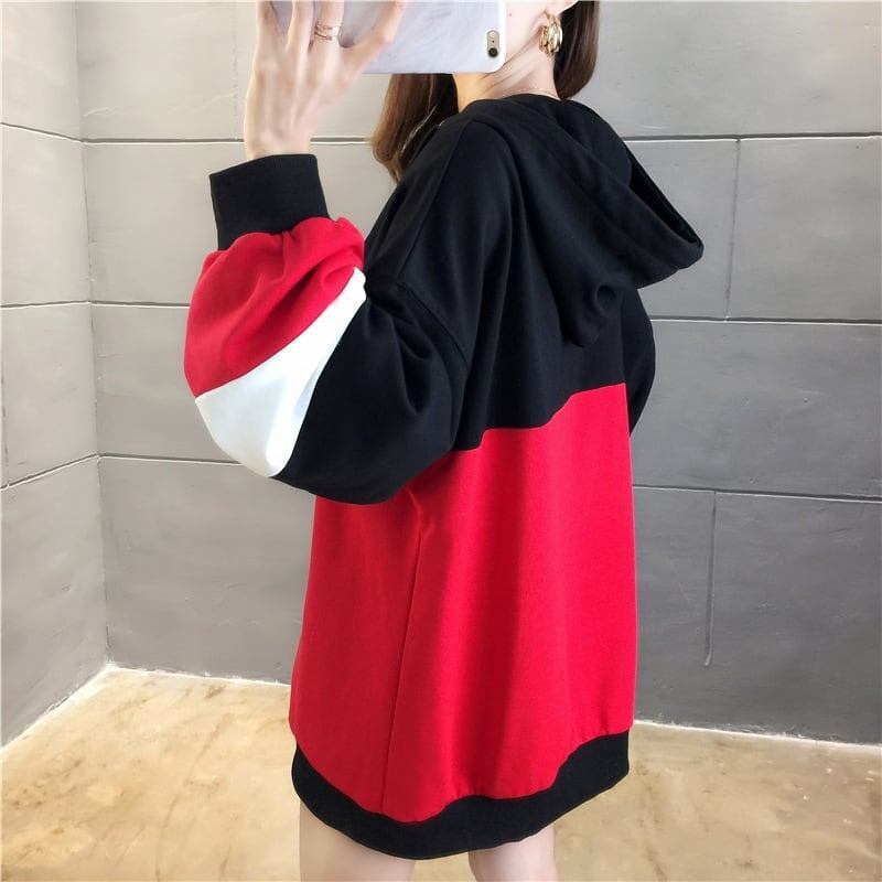 オシャレ感たっぷり 切り替え 美人度アップ ジッパー スウェット パーカー＜S-2842＞