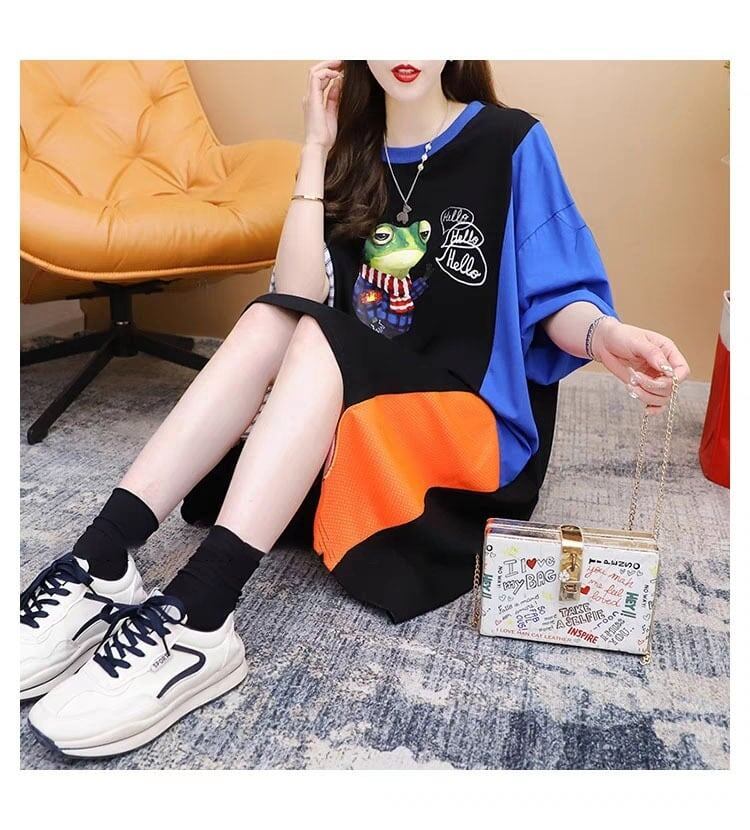夏新作 カラーマッチング 存在感満点 ロング Tシャツ ゆったり ＜S-2839＞