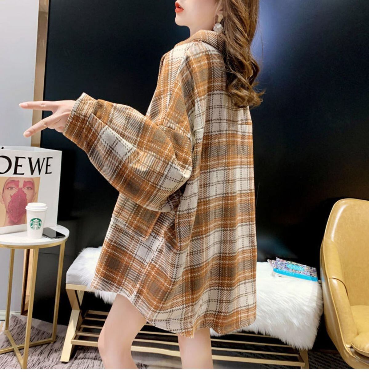 超人気 オシャレ 都市ファッショ デザイン 定番シンプル チェック柄 シャツ ＜S-9646＞