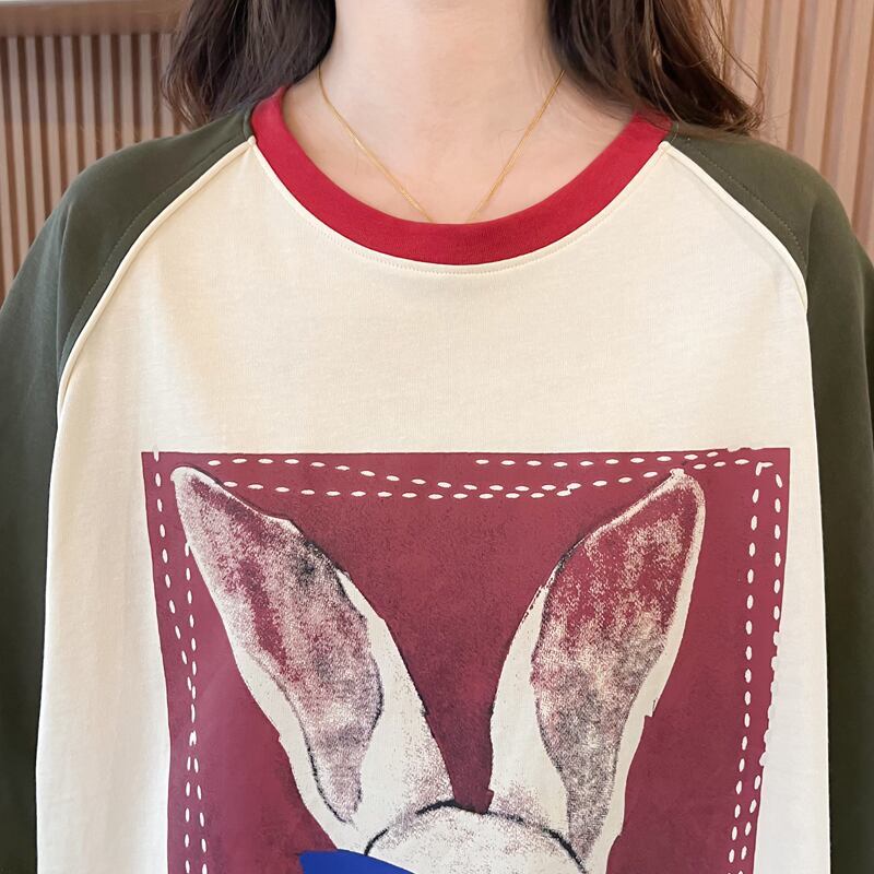 絶対欲しい プリント 個性派 切り替え 全2色 半袖 Tシャツ ＜S-8545＞
