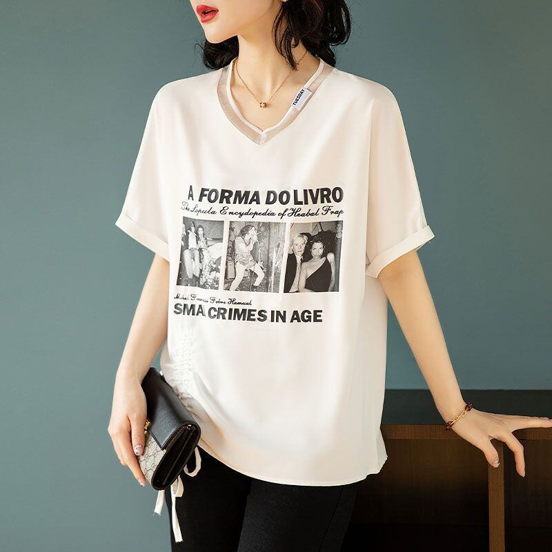 話題沸騰中 ファッション 着回し力抜群 プリント 2色選択 半袖Tシャツ＜S-8621＞