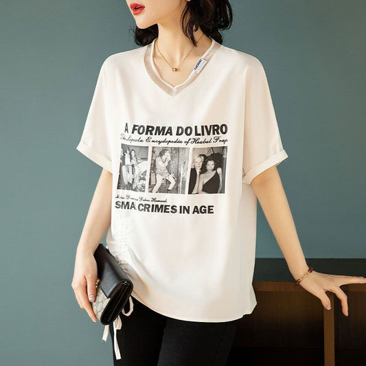 話題沸騰中 ファッション 着回し力抜群 プリント 2色選択 半袖Tシャツ＜S-8621＞