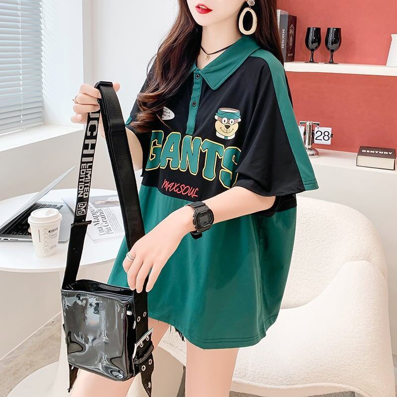 着心地抜群 POLOネック 好感度満載 アルファベット Tシャツ カットソー＜S-3218＞