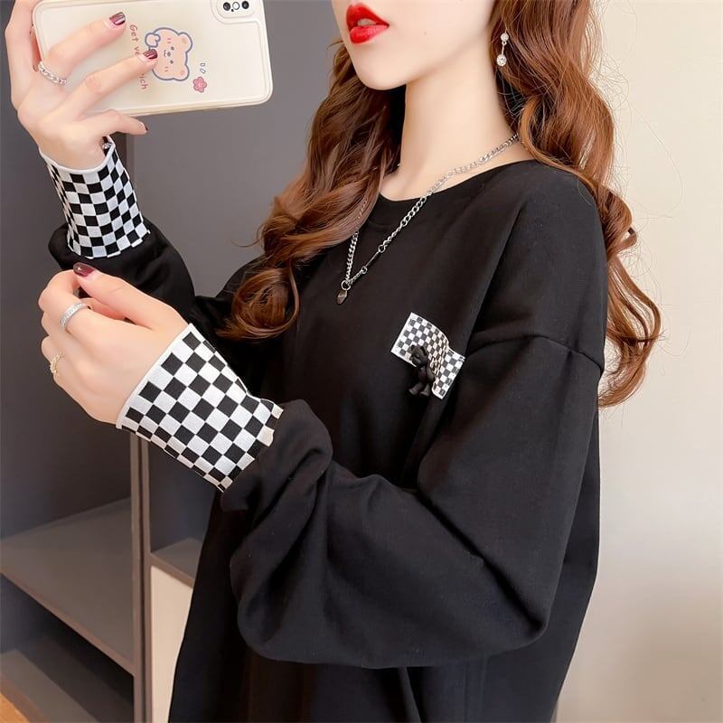 スタイリッシュ 切り替え 一目惚れ プリント Tシャツ カットソー＜S-3675＞