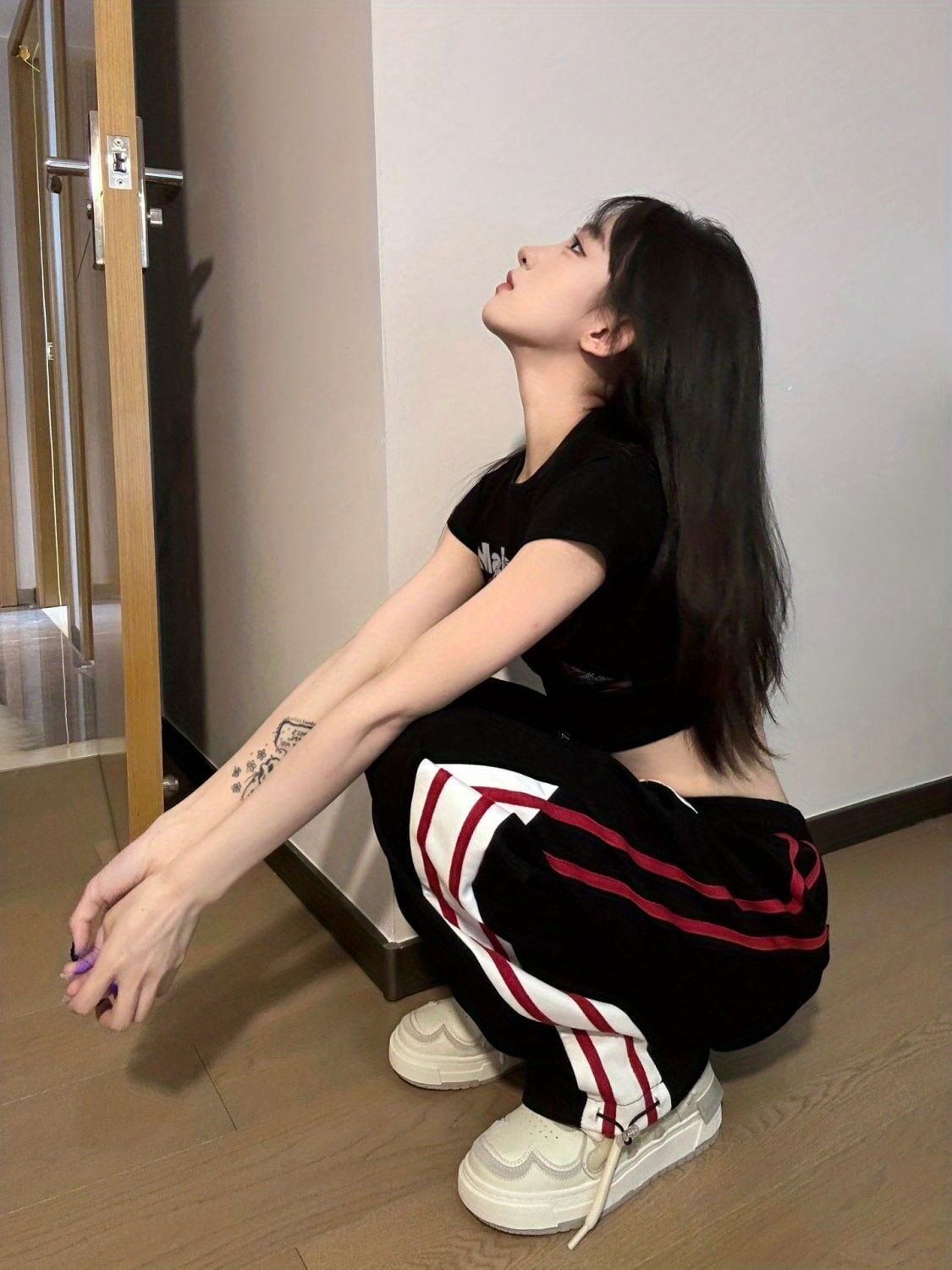 絶対欲しい ストライプ アバンギャルド 柄 切り替え 男女兼用 パンツ ＜S-4991＞