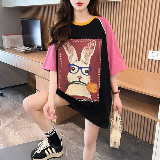 絶対欲しい プリント 個性派 切り替え 全2色 半袖 Tシャツ ＜S-8545＞