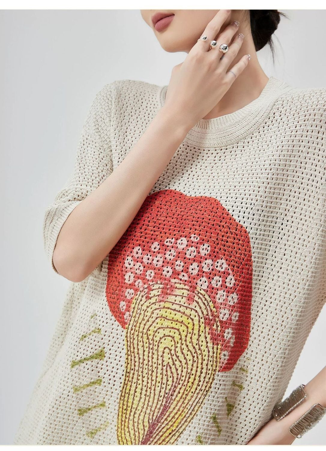 夏新作 ニット プリント ファッション Tシャツ <S-13202>