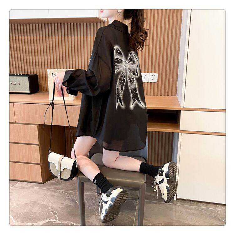 大好評 Poloネック リボン付き 紫外線対策 ブルゾン シャツ ＜S-8645＞