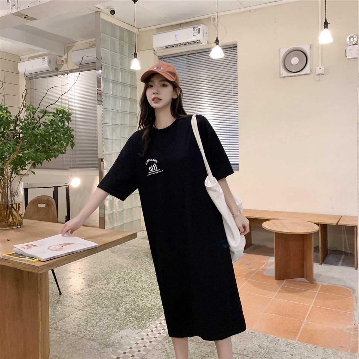 美人度アップ プリント チャーミング Tシャツ カットソー ワンピース＜S-3602＞