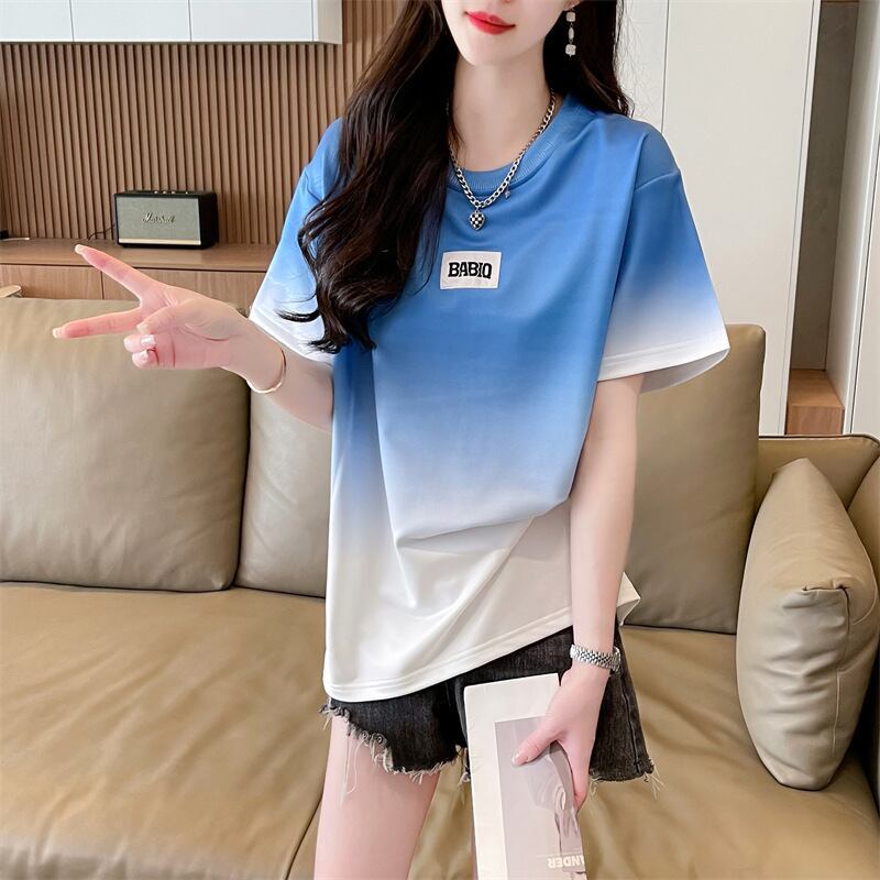 新商品 カジュアル グラデーション プリント 全3色 半袖Tシャツ<S-9214>