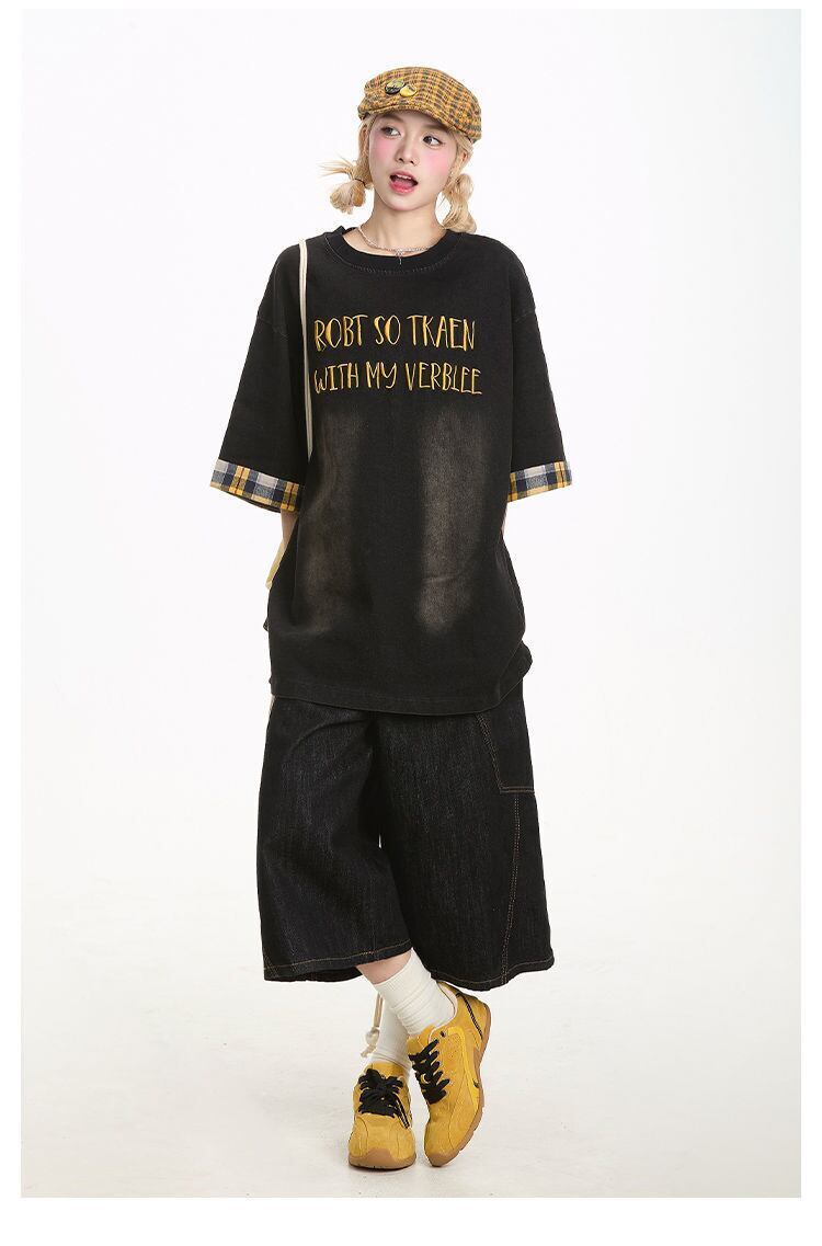 デニム 売れ筋 おすすめ 絶対流行 早い者勝ち カジュアル男女兼用 2色選択 Tシャツ<S-11340>