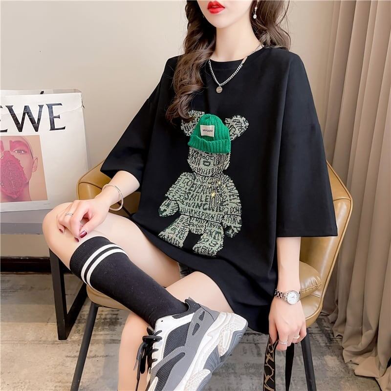 好感度満載 ラウンドネック スタイリッシュ プリント Tシャツ カットソー＜S-2795＞