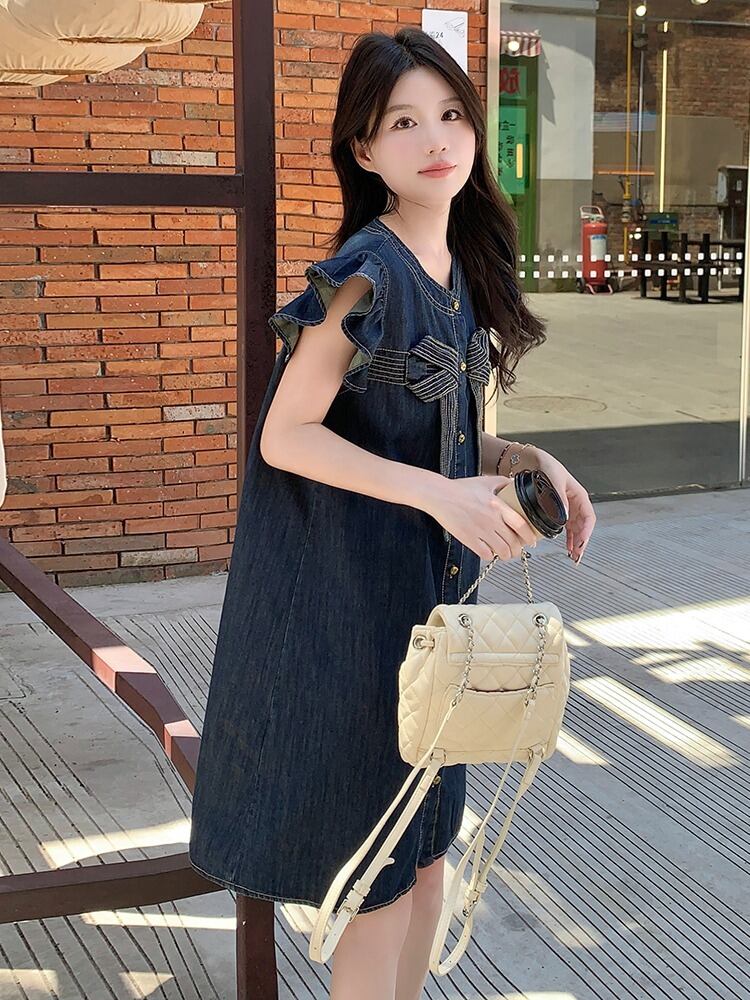 超人気 絶対流行 早い者勝ち デニム ワンピース<S-11851>