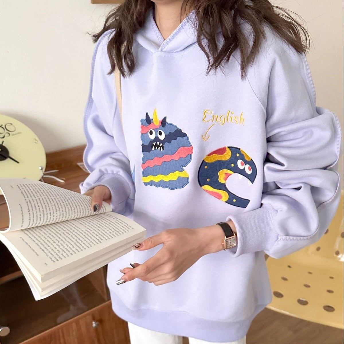 大人可愛い ゆったり 刺?ロゴ パーカ 全4色トップス＜S-4811＞