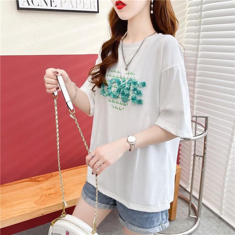 デザイン感 プリント チャーミング Tシャツ カットソートップス＜S-3151＞