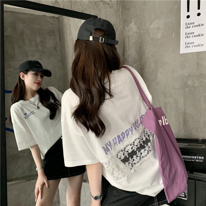 デザイン感 切り替え チャーミング プリント Tシャツ カットソー＜S-3538＞