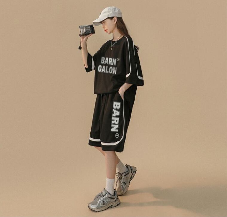 大好評 ファッション カジュアル ルーズ半袖Ｔシャツⅹパンツセット<S-6539>