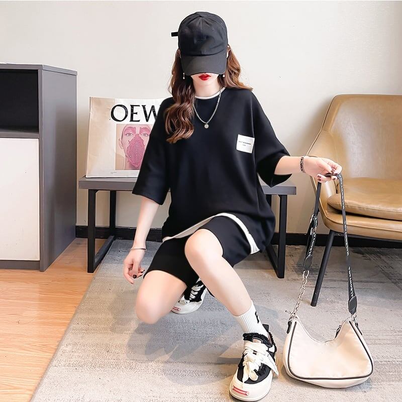 カジュアル 切り替え オシャレ度満点 Tシャツ＋ショートパンツ セットアップ＜S-3554＞