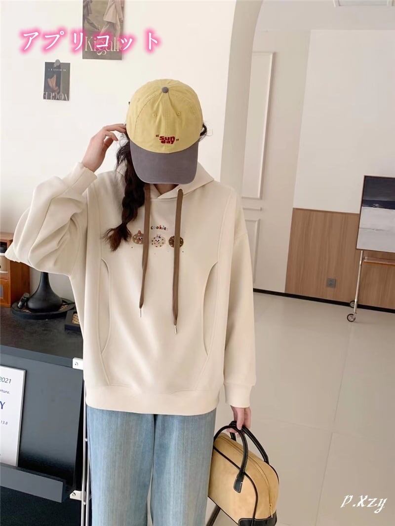 定番シンプルゆったりフード付きパーカ全3色トップス<S-4742>