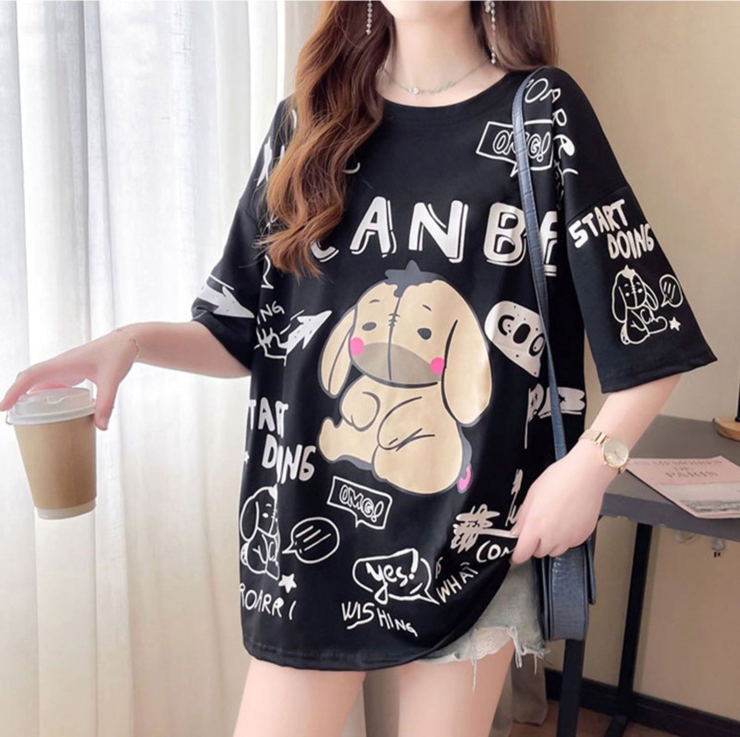 【新商品】大注目 ビッグロゴ プリント ゆったりトップス 半袖Tシャツ 全3色＜S-4933＞