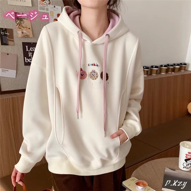 定番シンプルゆったりフード付きパーカ全3色トップス<S-4742>