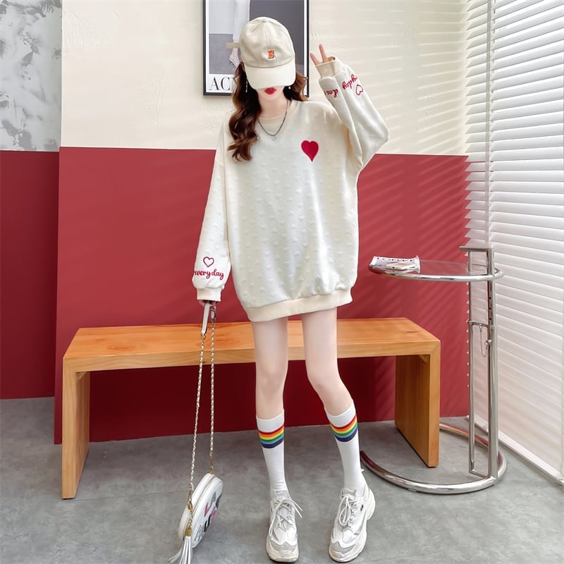 定番シンプル アルファベット刺? ハートマーク 三色 スウェット＜S-3996＞