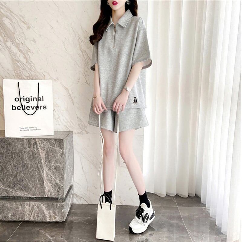 ファッション 切り替え ゆったり感アップ Tシャツ＋ショートパンツ セットアップ＜S-3616＞