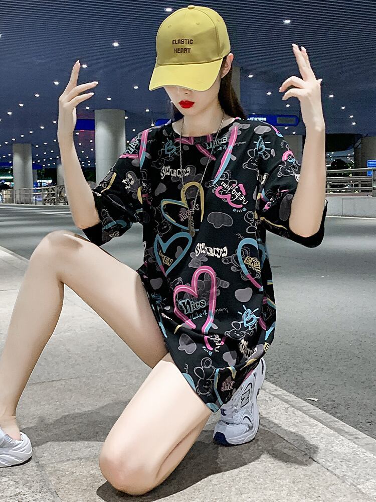 新商品 カジュアル 個性派 プリント ゆったり 半袖Tシャツ＜S-8534＞