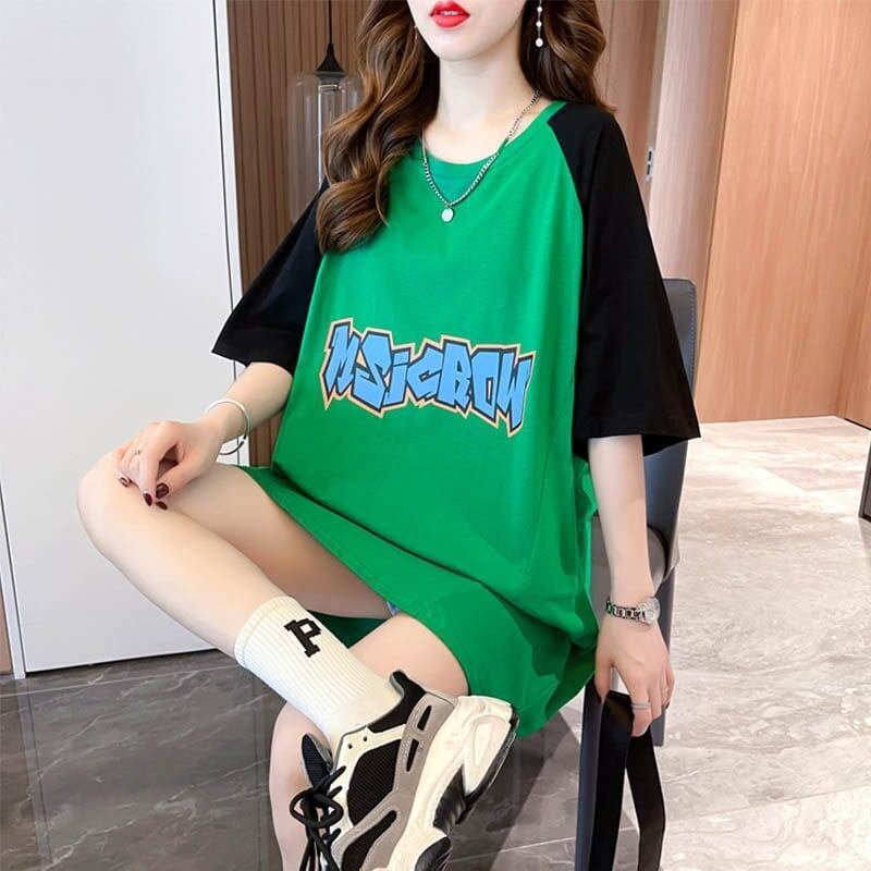 好感度満載 切り替え 美感いっぱい プリント Tシャツ カットソー＜S-3621＞