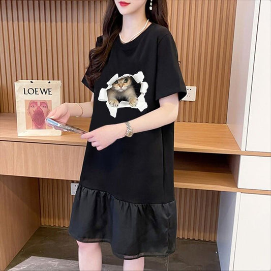 絶対欲しい ネコ カジュアル デザイン ゆったり 半袖 Tシャツ＜S-8658＞