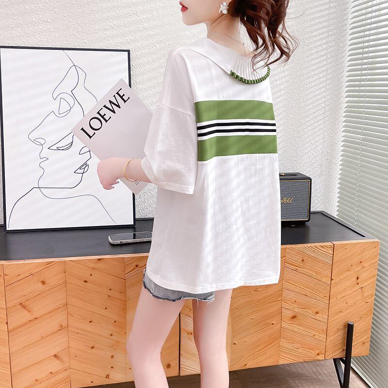 絶対欲しい キュート 定番シンプル 切り替え 全2色 半袖Tシャツ<S-8742>