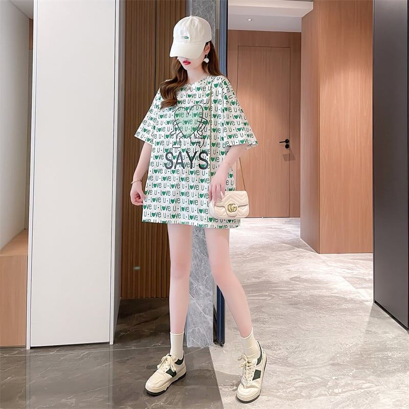 カジュアル 切り替え オシャレ度満点 プリント Tシャツ カットソー＜S-3411＞