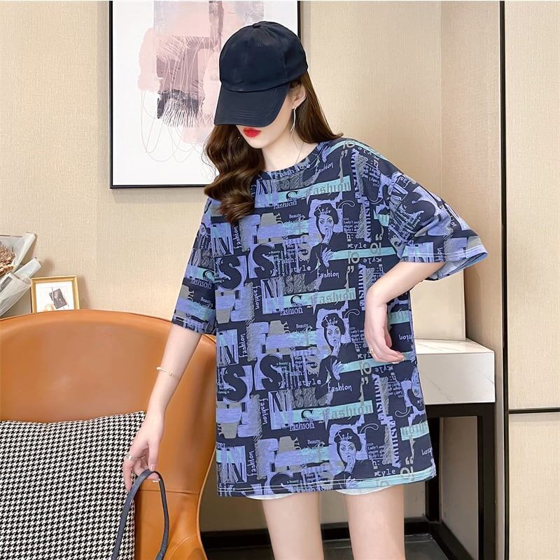 着心地抜群 プリント 女性力を高める Tシャツ カットソー ワンピース＜S-3355＞