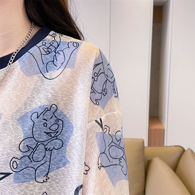 【半額！期間限定！！】絶対流行 キュート カジュアル プリント 日焼け止め 半袖Tシャツ＜S-8576＞