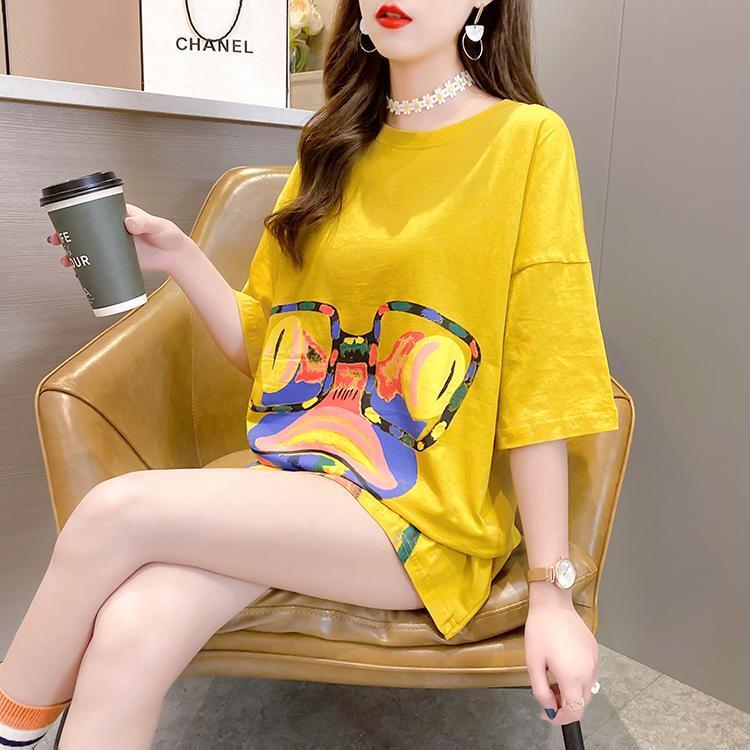 絶対流行 プリント ファッション ゆったり 全4色 半袖 Tシャツ＜S-11523＞