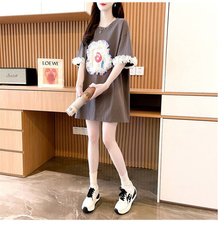 新作 好感度満載 個性的なデザイン ラウンドネック Tシャツ カットソー＜S-8405＞