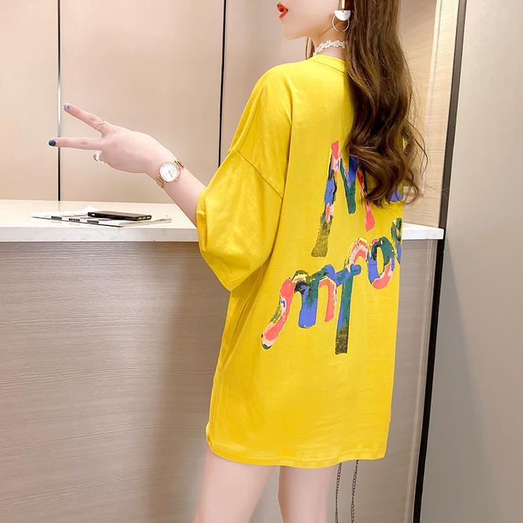 絶対流行 プリント ファッション ゆったり 全4色 半袖 Tシャツ＜S-11523＞