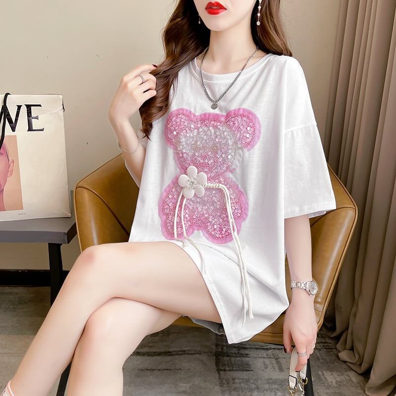 着心地抜群 切り替え 女性力を高める プリント Tシャツ カットソー＜S-3405＞