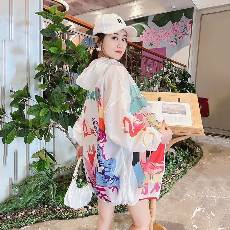 上質 UVカット夏 カジュアル 長袖 薄手 日焼け止め ゆったり パーカー＜S-8147＞