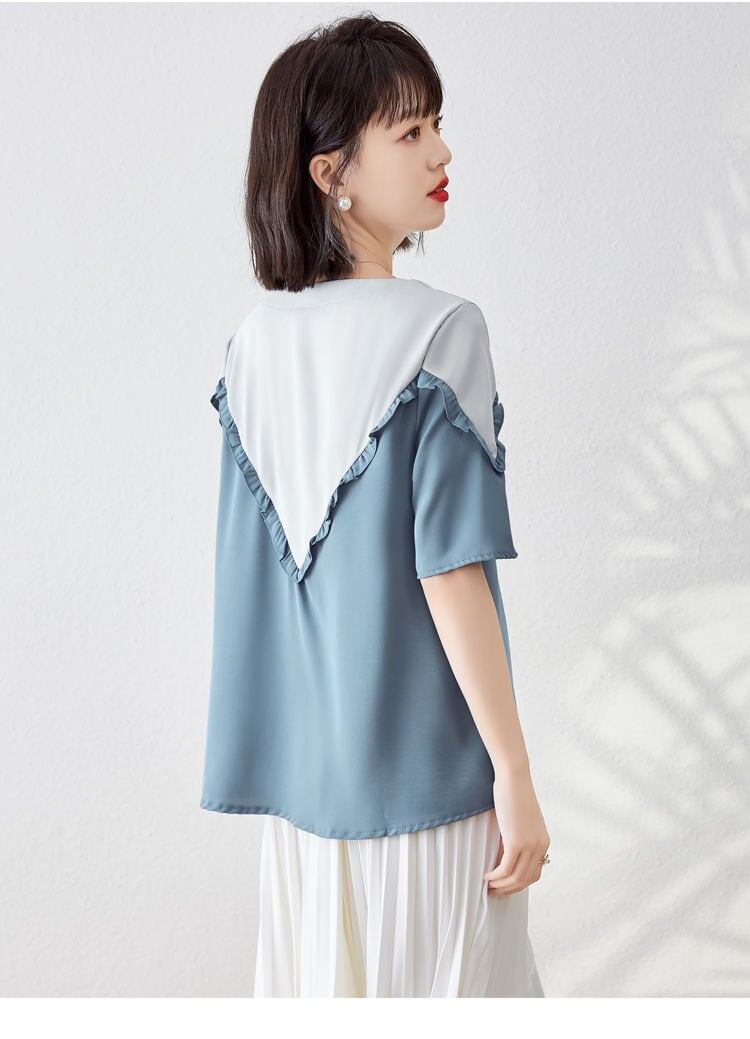 【半額！期間限定！！】 ファッション 定番シンプル 上質 シフォン 半袖<S-6595>