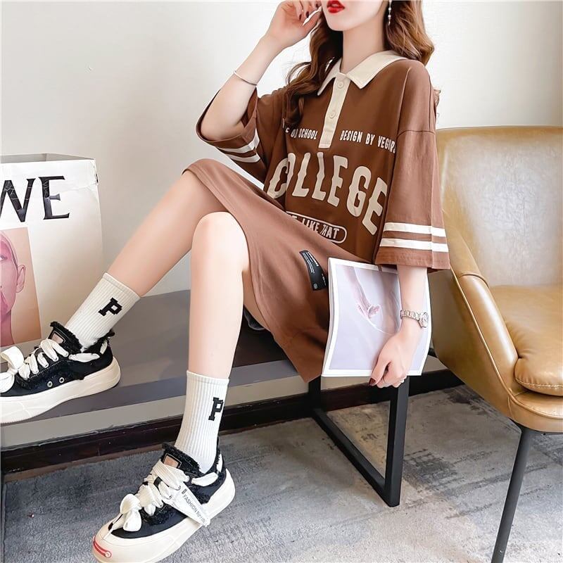 デザイン感 切り替え チャーミング プリント Tシャツ カットソー＜S-3623＞