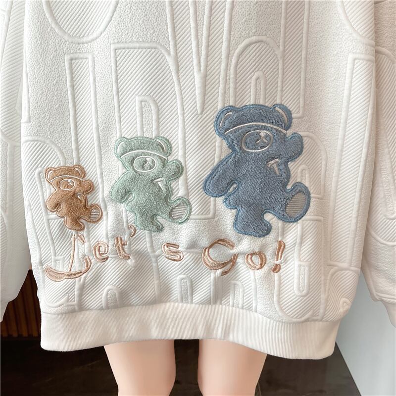 組み合わせやすい ゆったりスウェット クマちゃんロゴ 全2色トップス＜S-4818＞
