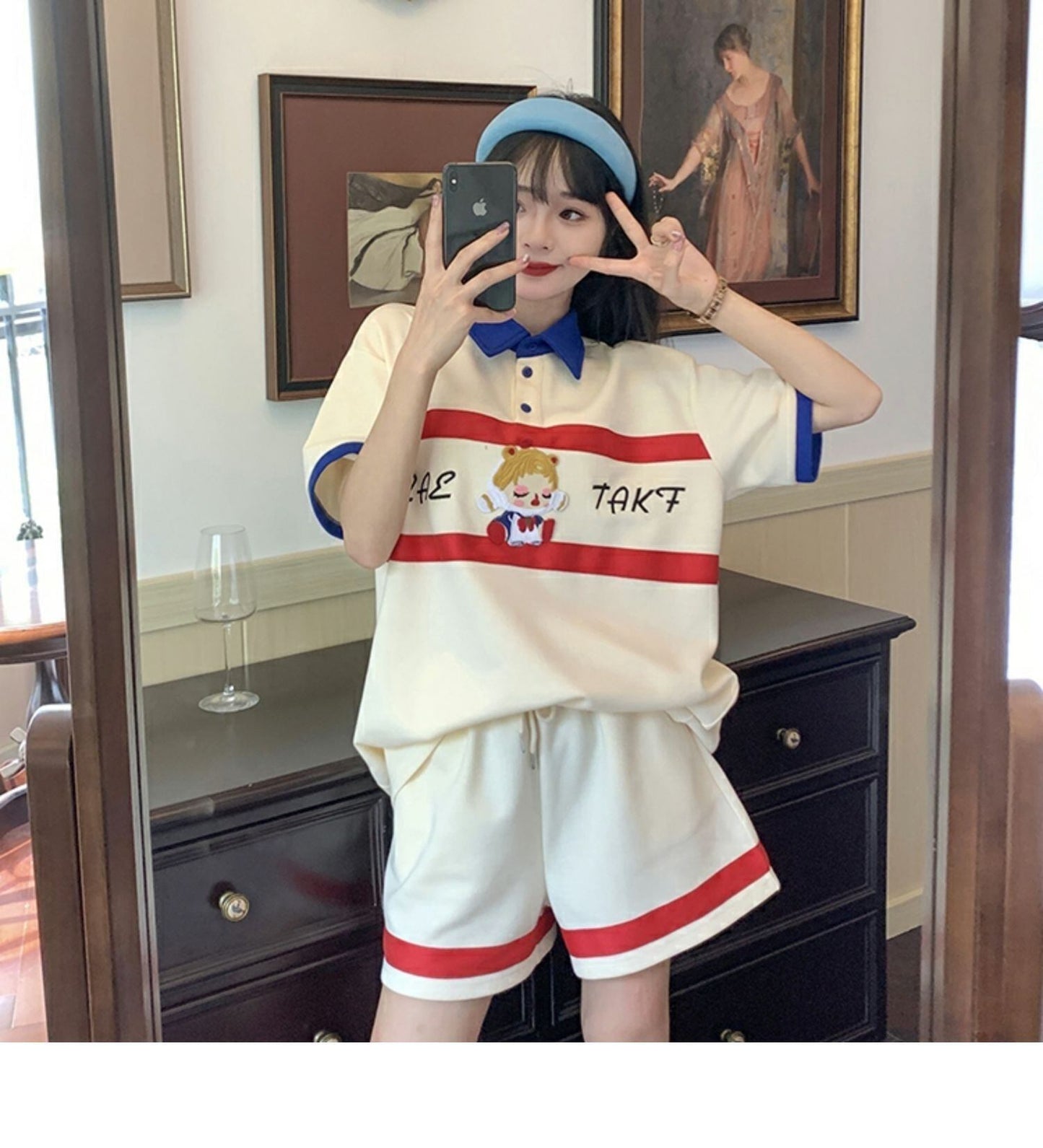 数量限定 プリント切り替え カジュアル 半袖Ｔシャツⅹパンツセット全2色 <S-8665>