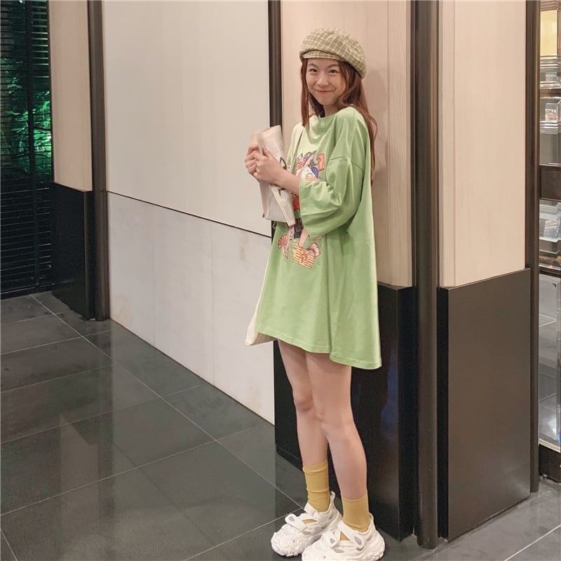 ルーズ 切り替え オシャレ度満点 プリント Tシャツ カットソー＜S-3459＞