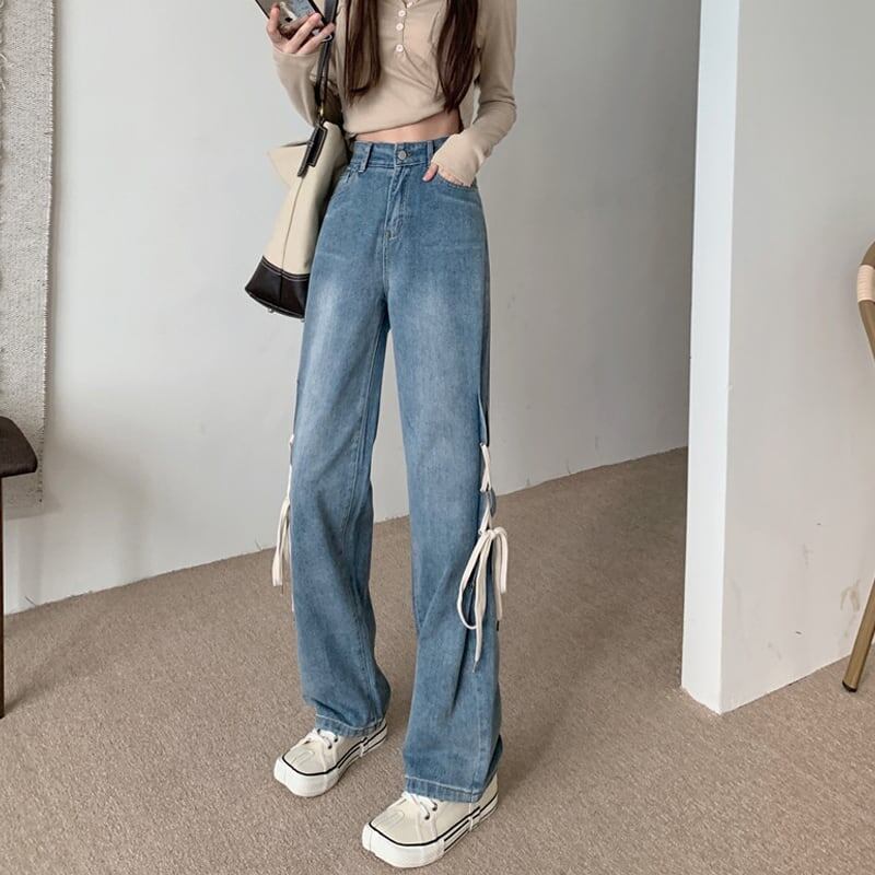 レトロ ハイウエスト スタイリッシュ ジッパー ワイドパンツ＜S-2862＞