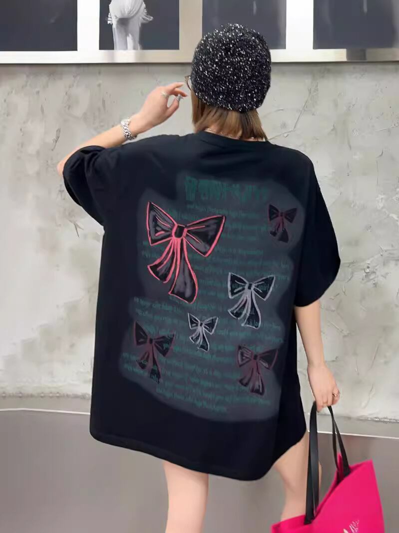 個性的なデザイン プリント ラウンドネック 半袖 Tシャツ カットソー＜S-8273＞